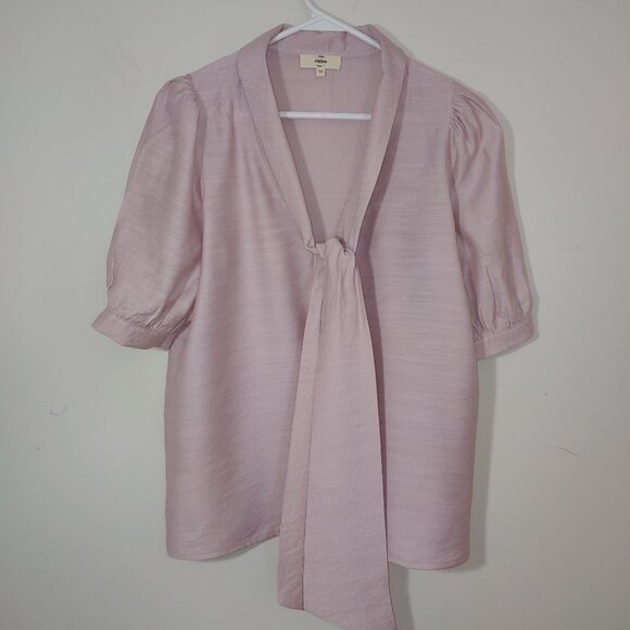 Entro Tie Up Front Pullover Blouse Size M Dusty Blush Pink - Picture 1 of 7